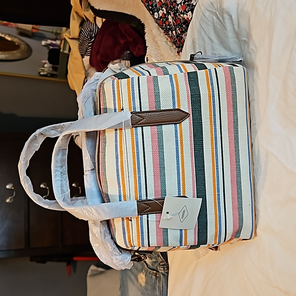 Fossil Purse: Sydney Satchel Spring Stripe